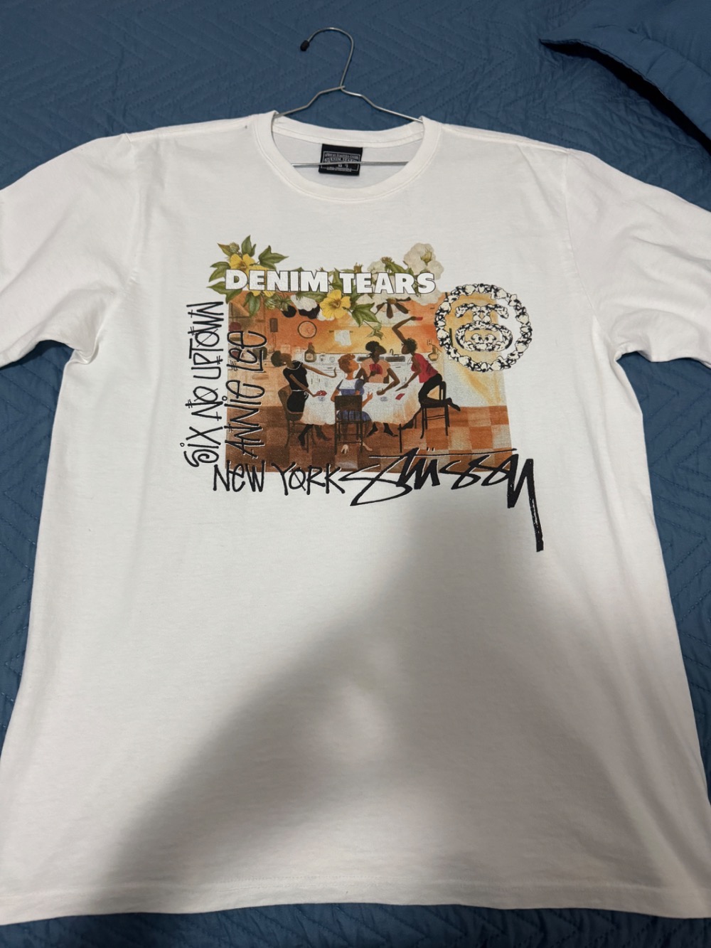 Denim Tears x Stussy Camiseta Annie Lee Artist White — M, Usado