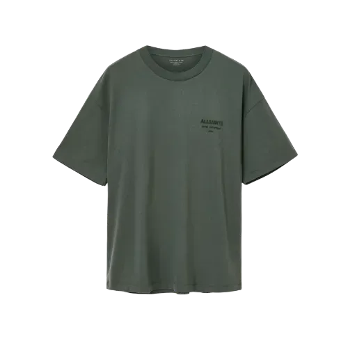 Camiseta AllSaints Xander Flocked Logo Oversized Garnet Green