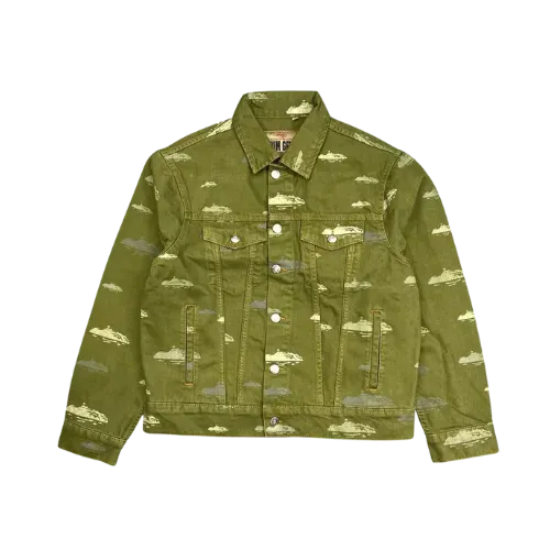 Jaqueta Corteiz Alcatraz Pattern Denim Khaki