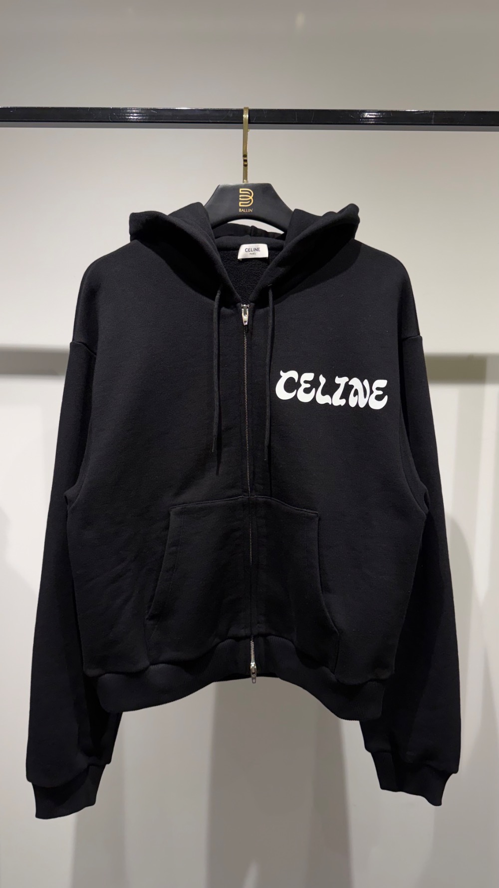 Jaqueta Celine Zipped Paris Black White — G, Novo