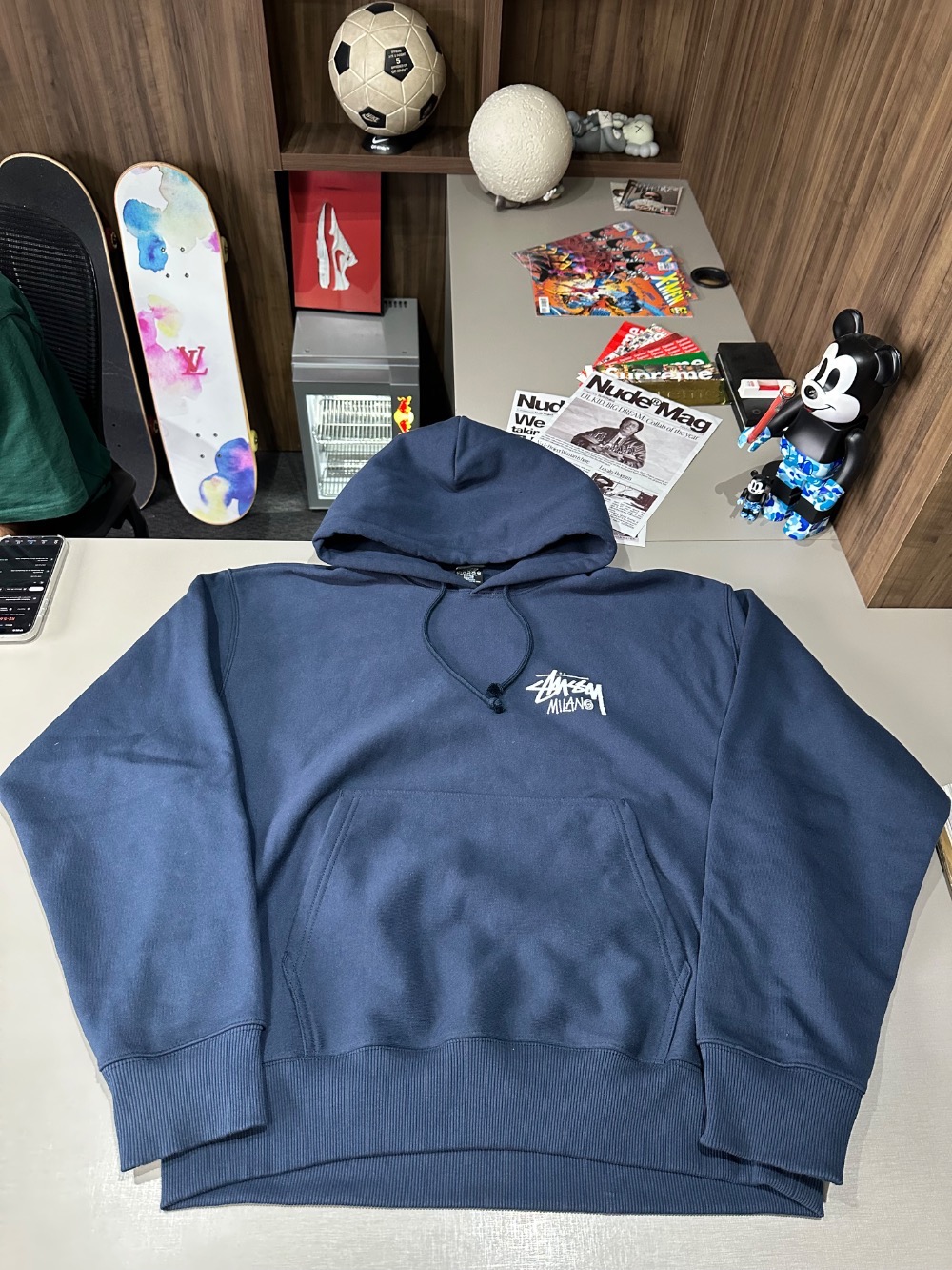 Moletom Stussy Stock Milano Hood Navy — G, Novo