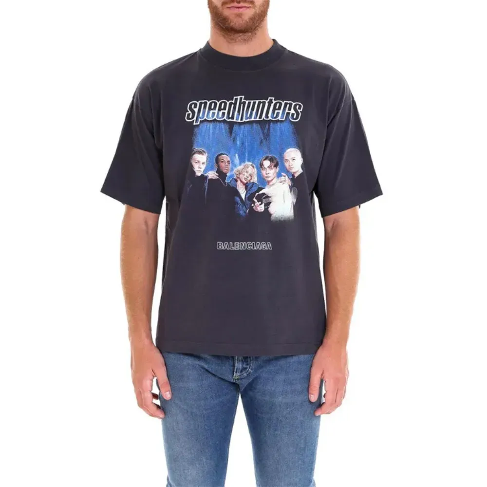 Camiseta Balenciaga Speed Hunters Band Short Sleeve Black - Droper