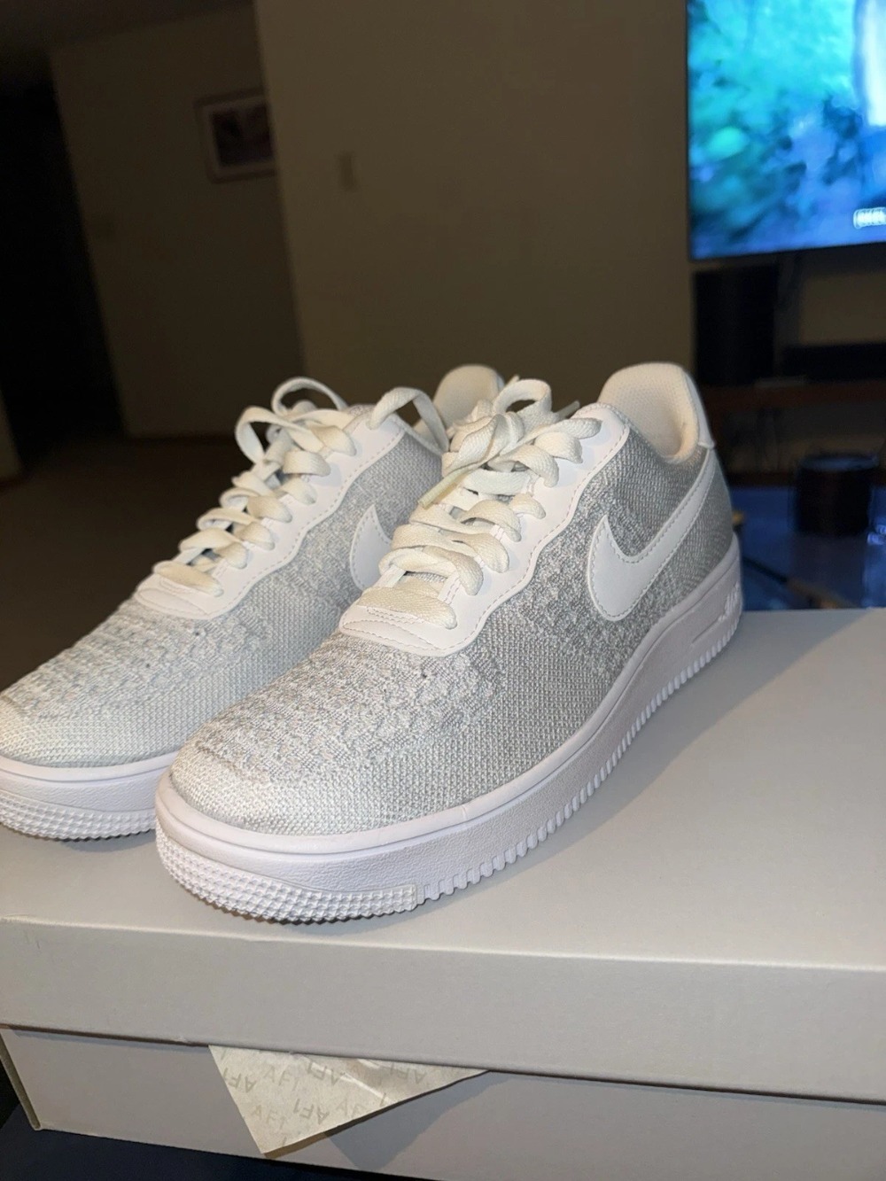 Nike Air Force 1 Flyknit 2.0 White Pure Platinum — 35.5, Novo