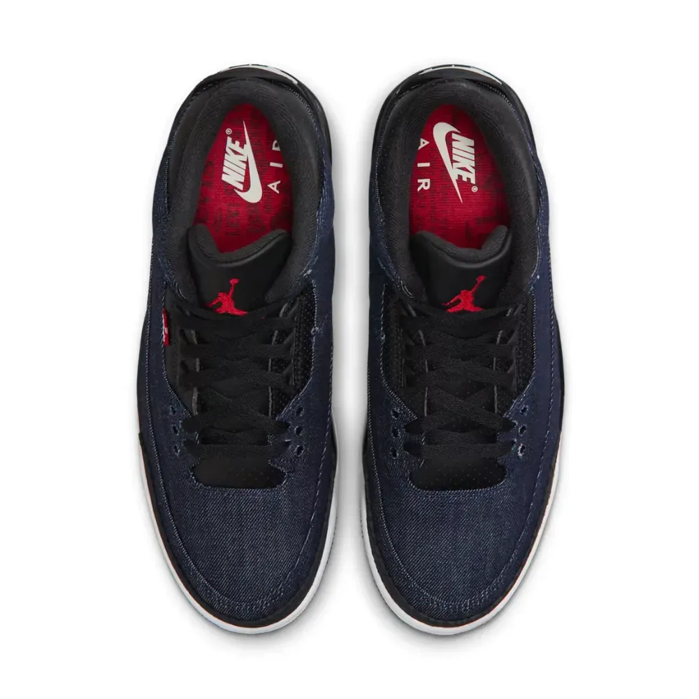 Levi's x Air Jordan 3 Indigo Gym Red - Droper