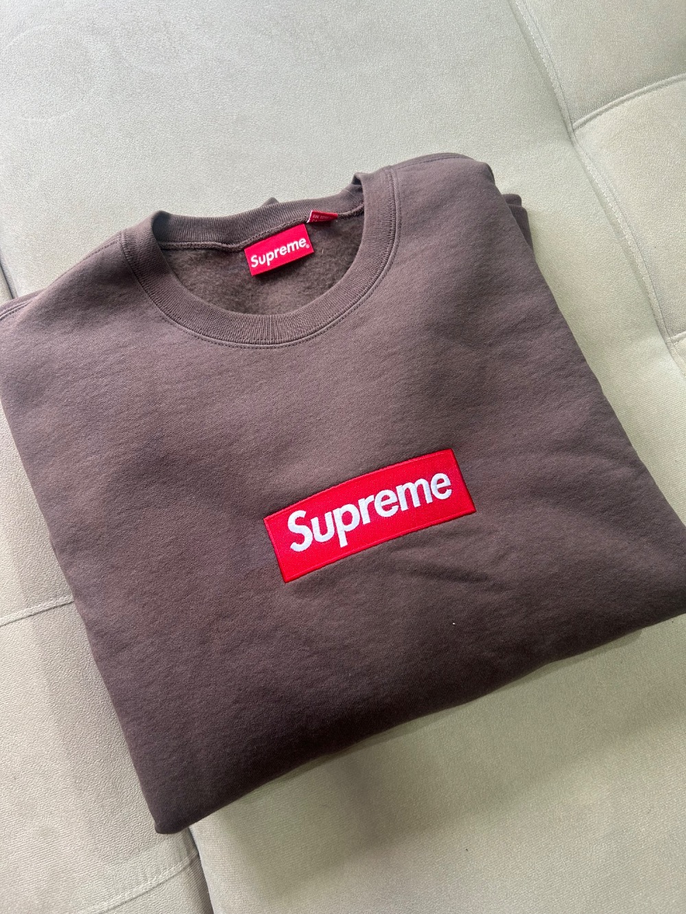 Moletom Crewneck Supreme Box Logo Brown FW2022 — 2XG, Novo