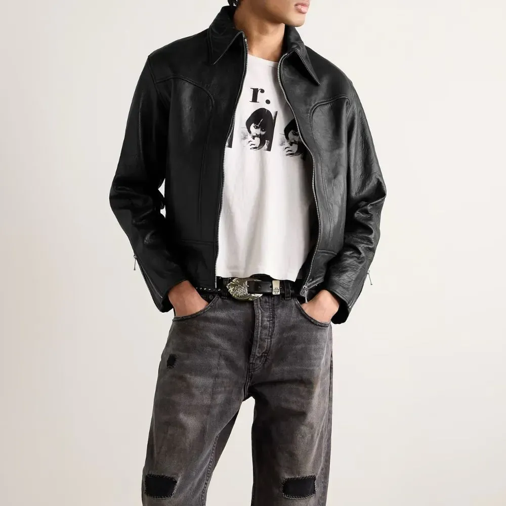Jaqueta Enfants Riches Déprimés Television Panelled Leather Black foto 1