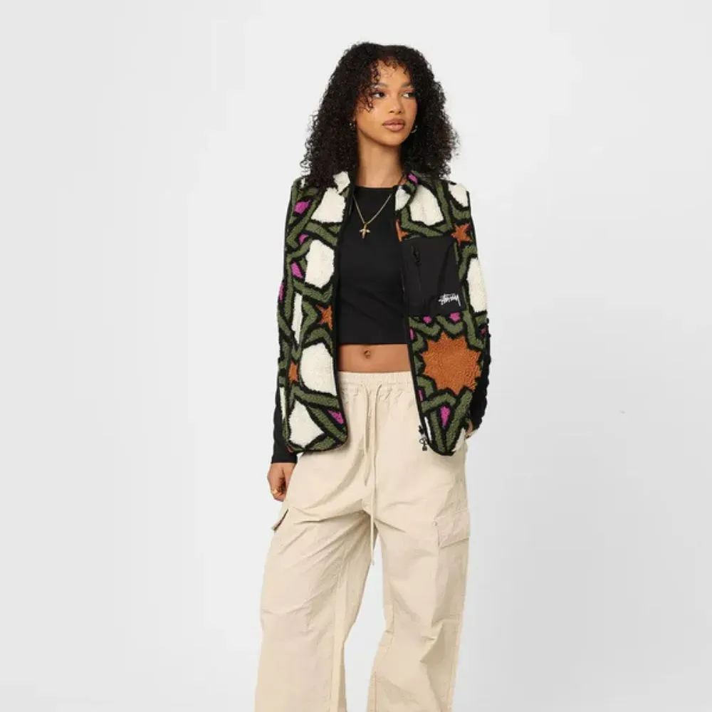 Colete Stussy Reversible Stock Sherpa Vest Natural - Droper