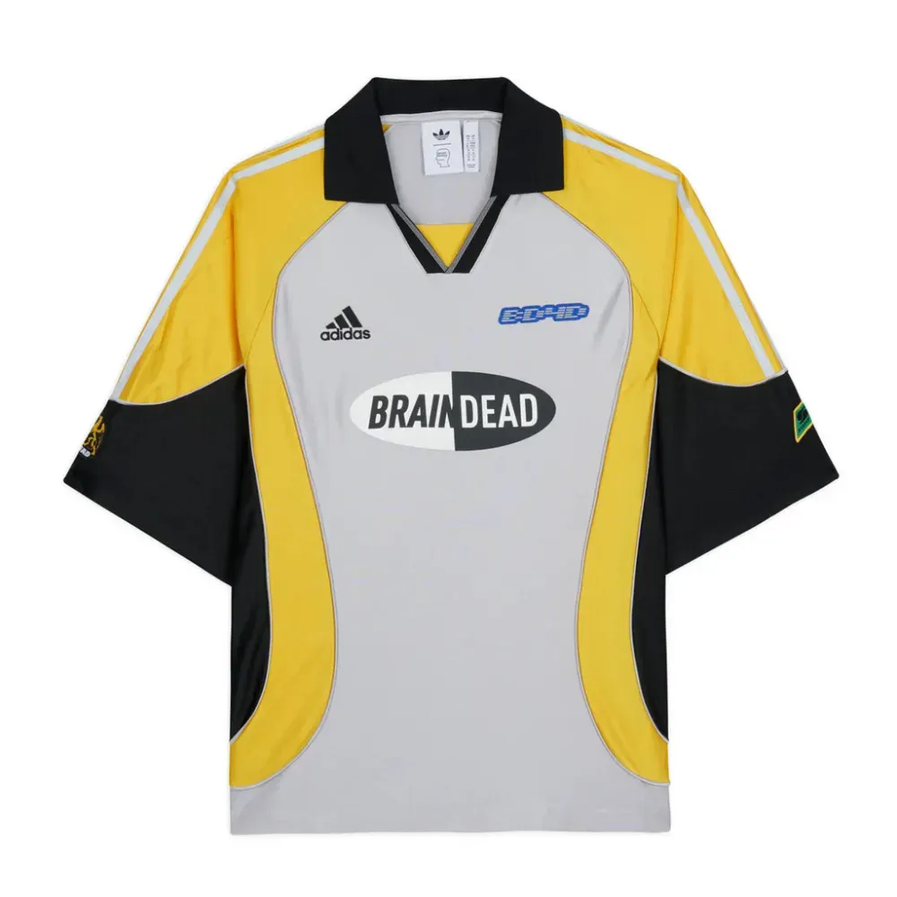 BLACK BRAIN サッカーシャツ MARY JANE Brain Dead x adidas Camiseta Short Sleeve Jersey Silver - Droper