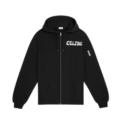 Jaqueta Celine Zipped Paris Black White