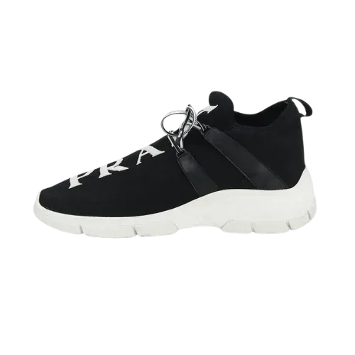 Prada Knit Logo Lace-Up Black