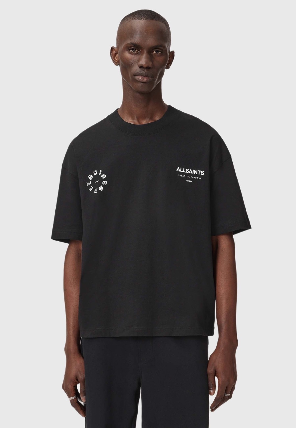 Camiseta AllSaints Kindred Washed black — P / M / G, Novo