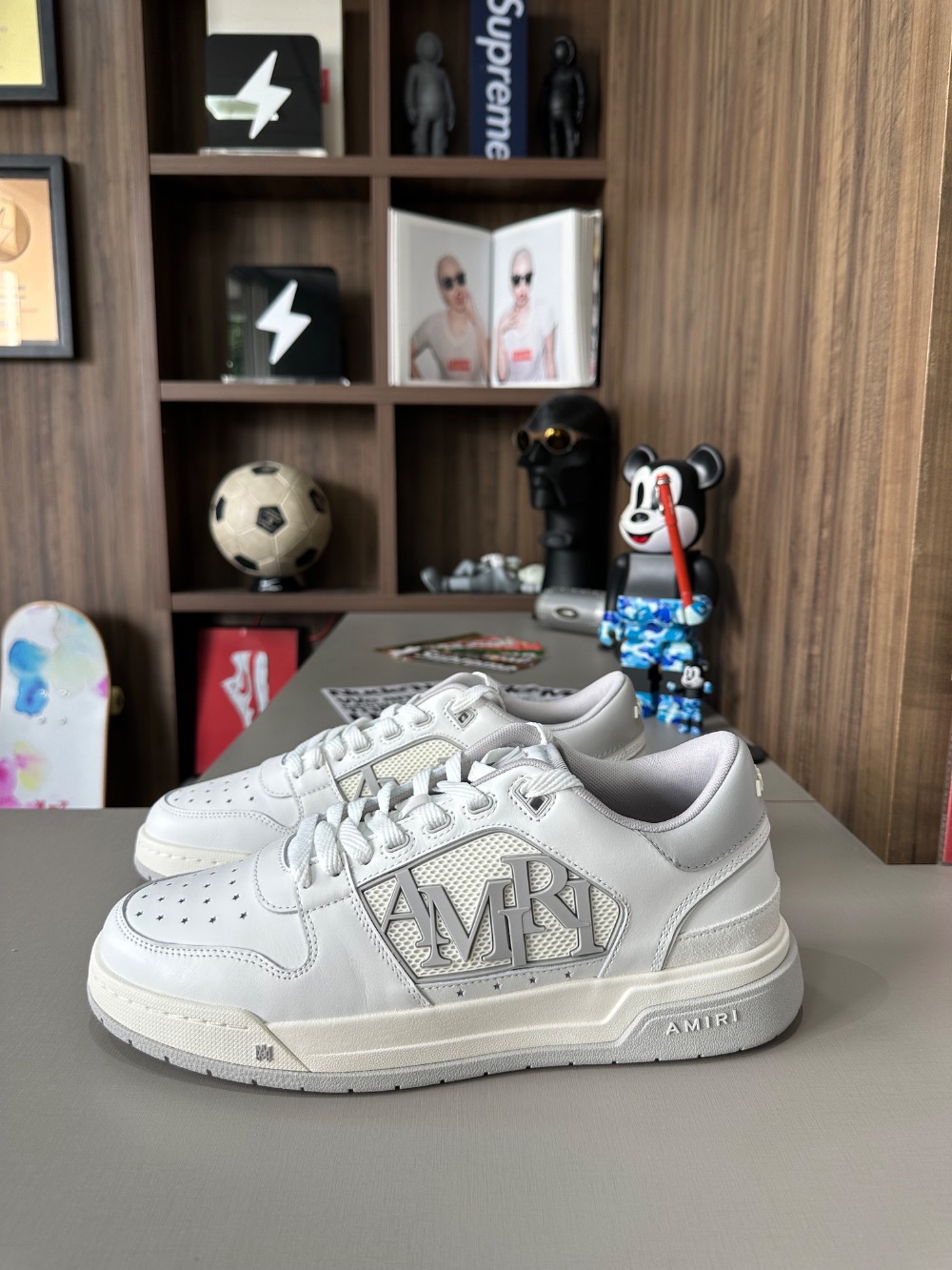 Amiri Classic Low Top White Grey — 44, Novo