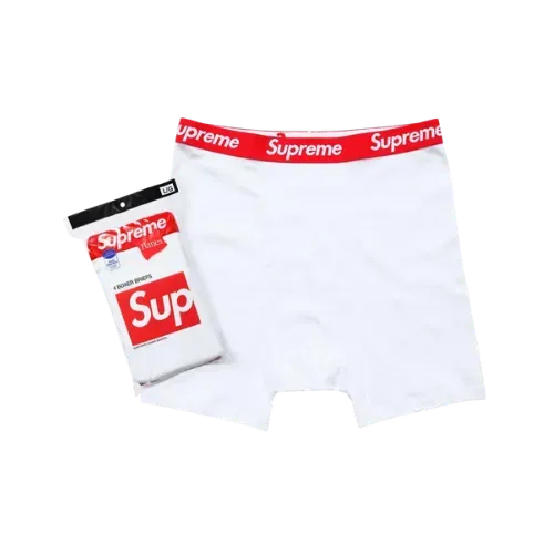 【S/4枚】[Supreme×HANES] BOXER BRIEFS White Hanes x Supreme Cuecas Boxer White (4 Pack) SS26-W1 - Droper