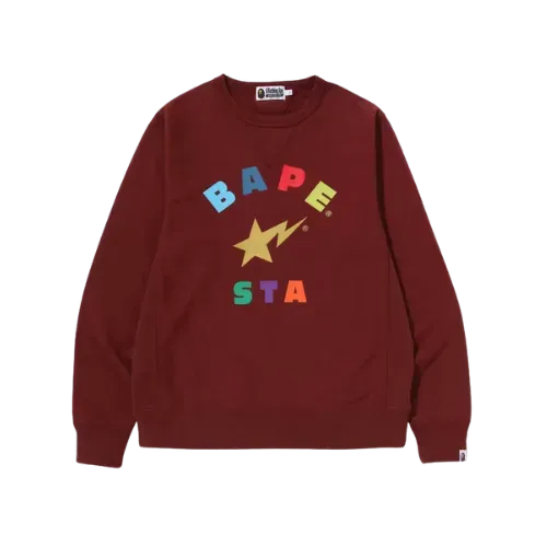 Moletom A Bathing Ape Bape Sta Crewneck Burgundy