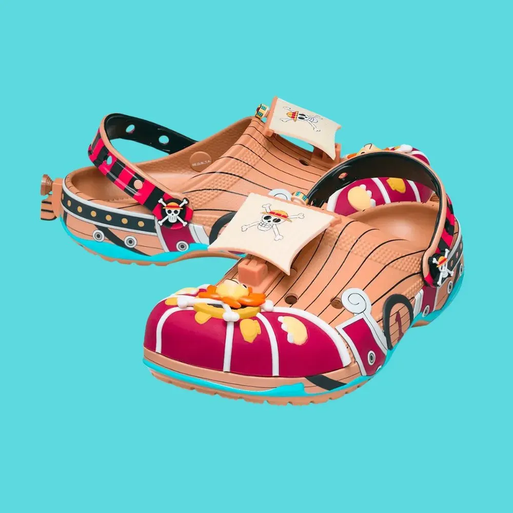 One Piece x Crocs Classic Clog Thousand Sunny Brown Red Blue - Droper