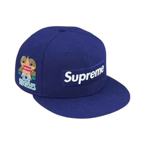 New Era x Supreme Boné Shop Box Logo Los Angeles Light Navy SS26