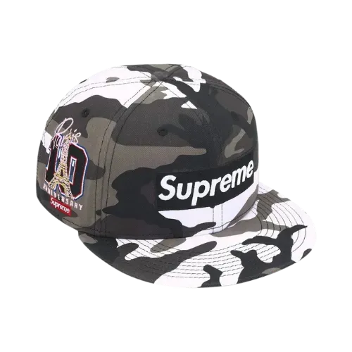 New Era x Supreme Boné Shop Box Logo Paris Snow Camo SS26-W1 - Droper
