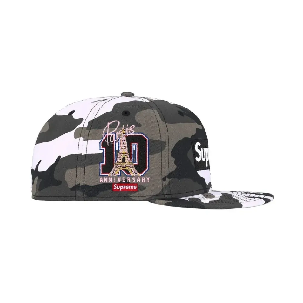 New Era x Supreme Boné Shop Box Logo Paris Snow Camo SS26-W1 - Droper