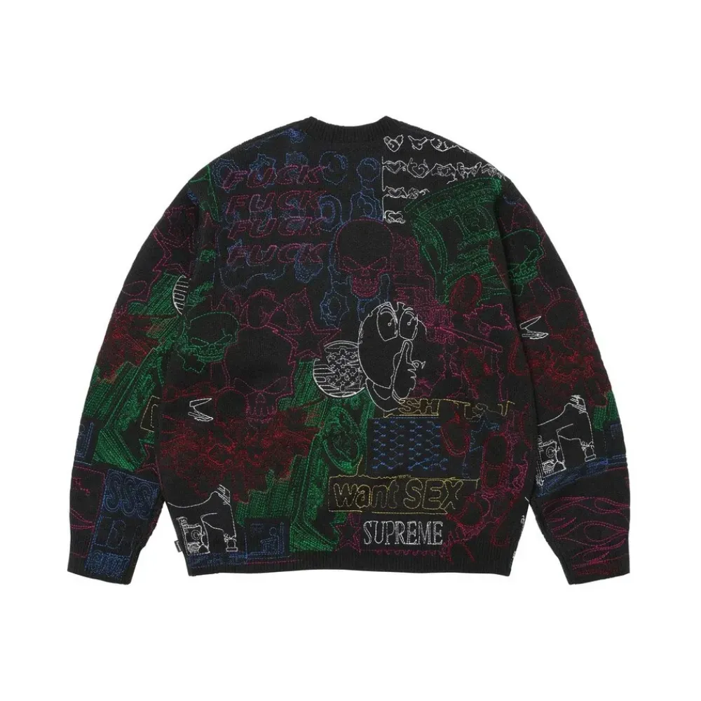Imagem Myles Underwood x Supreme Suéter Collage Embroidered Black SS26-W1