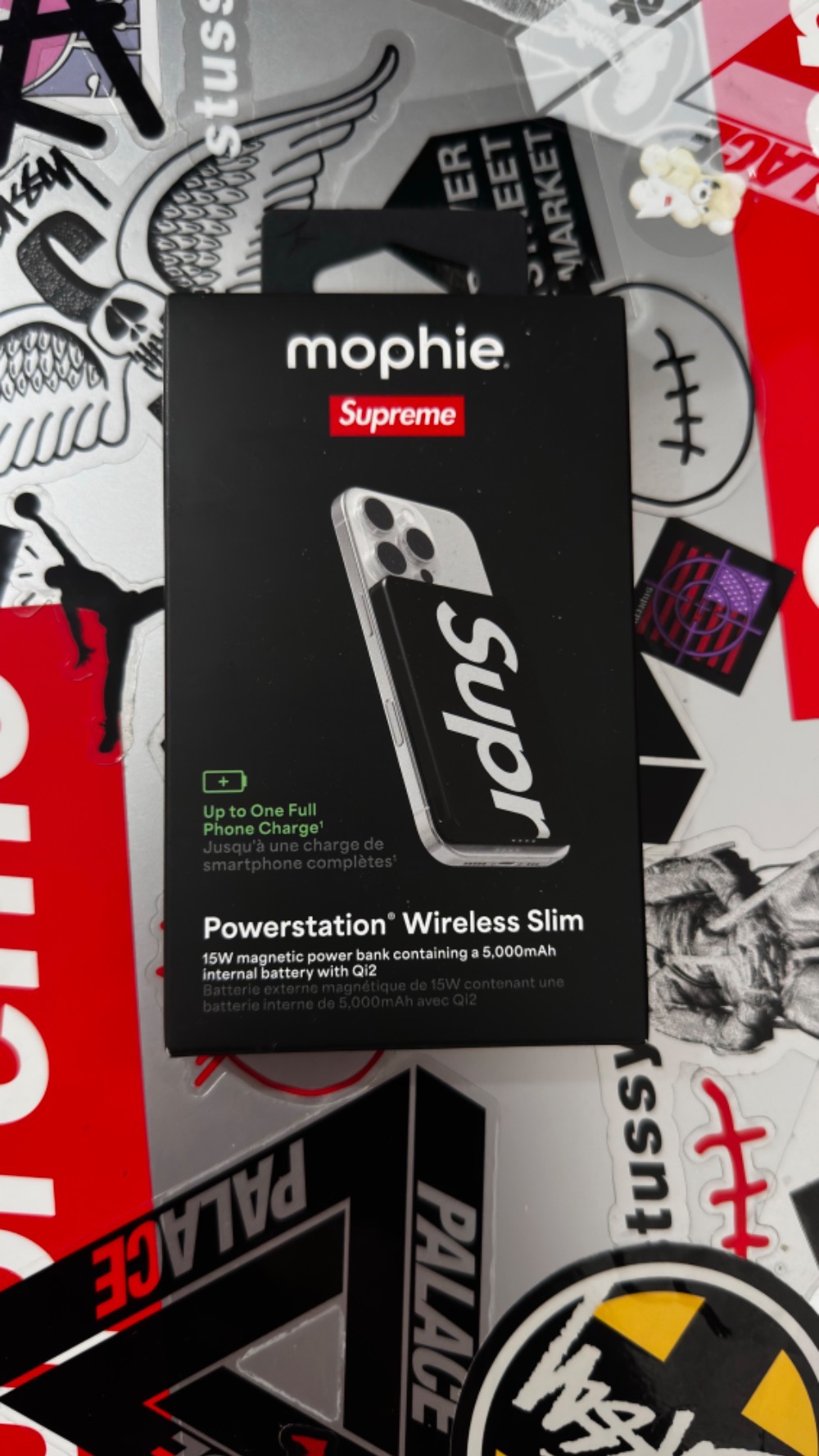 Mophie x Supreme Power Bank Qi2 Powerstation Black SS26-W1 — Único, Novo