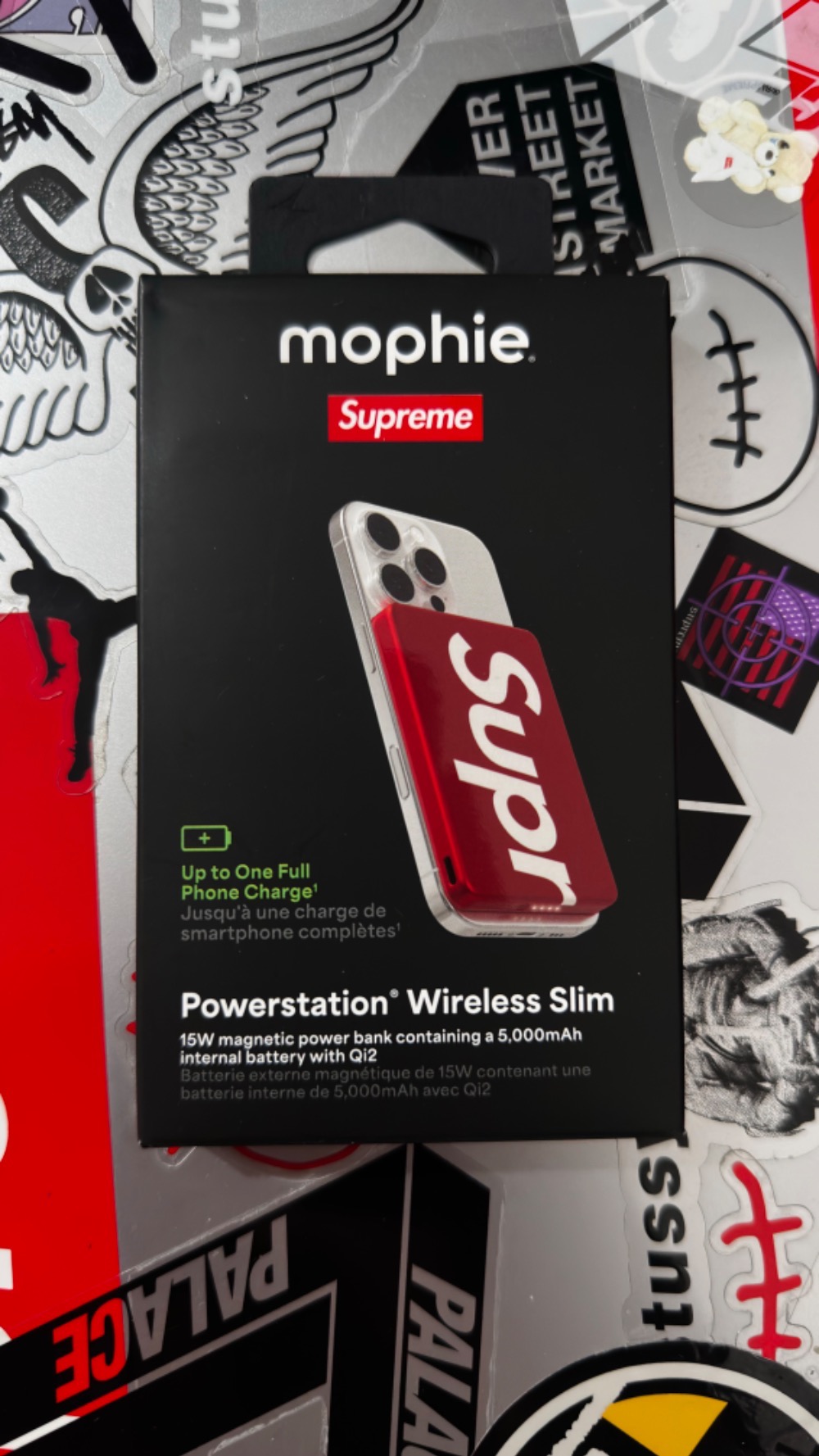 Mophie x Supreme Power Bank Qi2 Powerstation Red SS26-W1 — Único, Novo