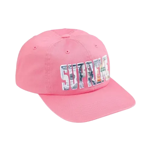 Boné Supreme Embroidered Money Logo 6-Panel Pink SS26-W1 - Droper