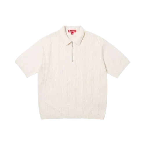 Camisa Supreme Polo Beaded Zip Cream SS26-W1 - Droper