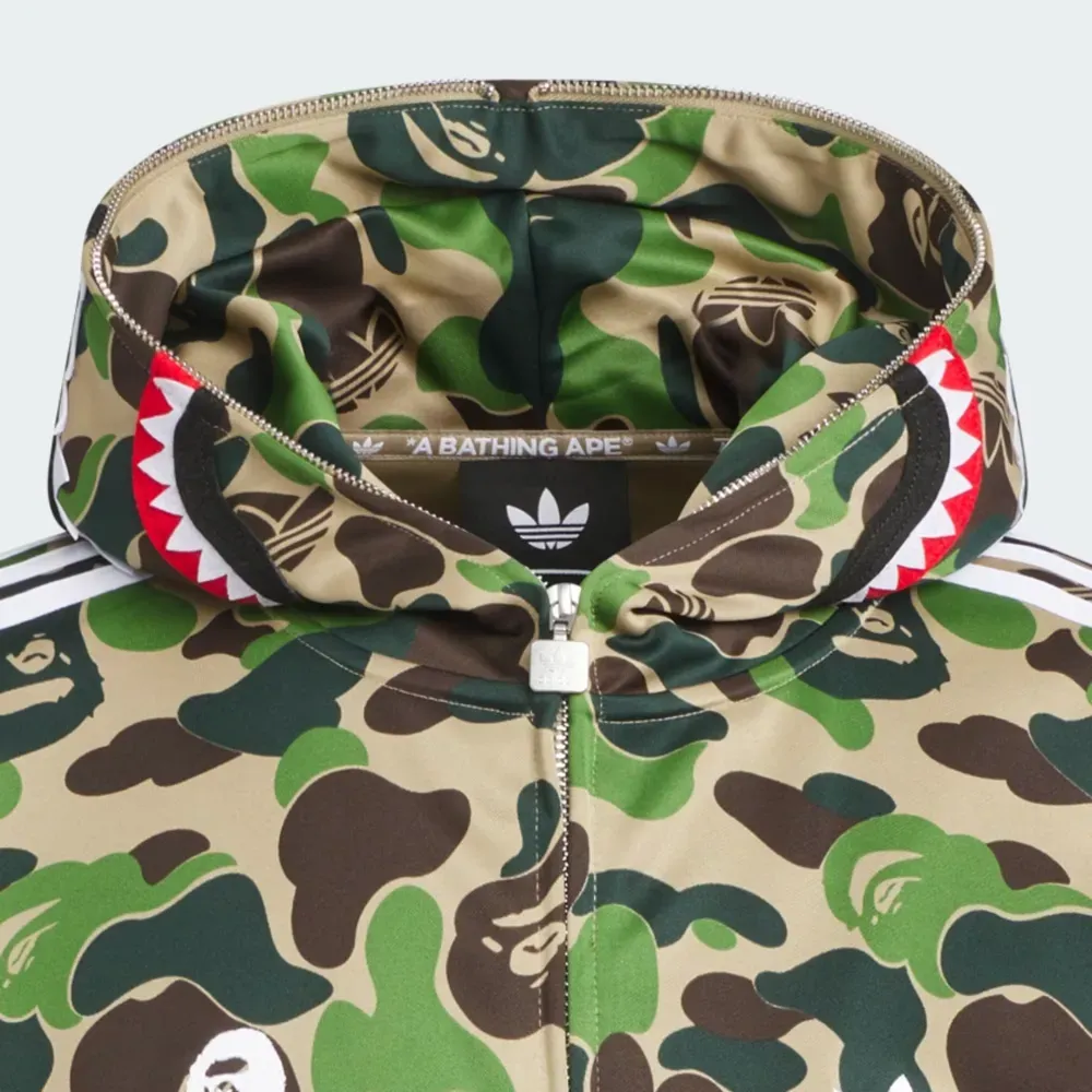 BAPE x adidas Jaqueta Shark Track Hoodie Crew Green - Droper