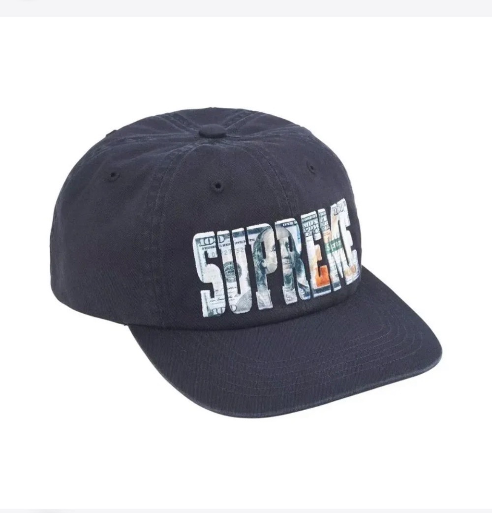 Boné Supreme Embroidered Money Logo 6-Panel Navy SS26-W1 — Único, Novo