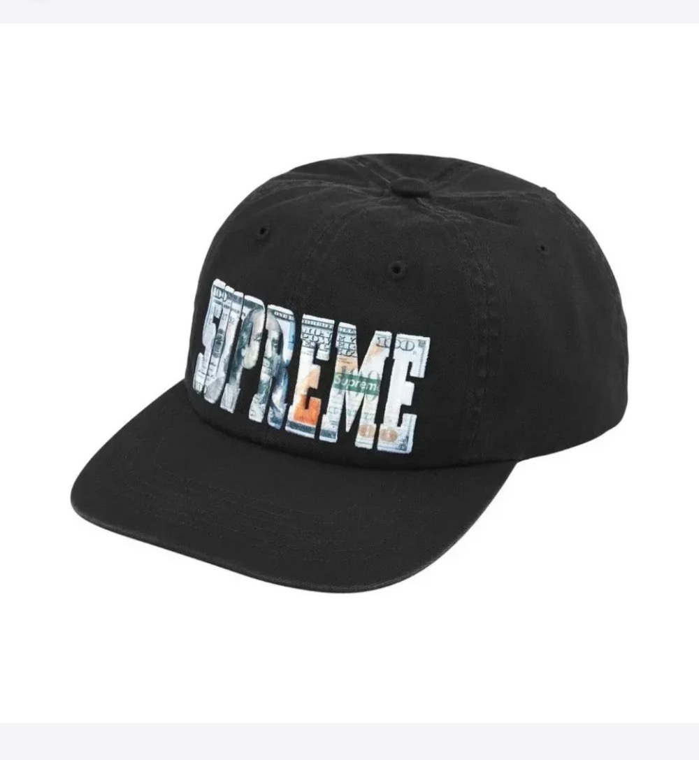 Boné Supreme Embroidered Money Logo 6-Panel Black SS26-W1 — Único, Novo