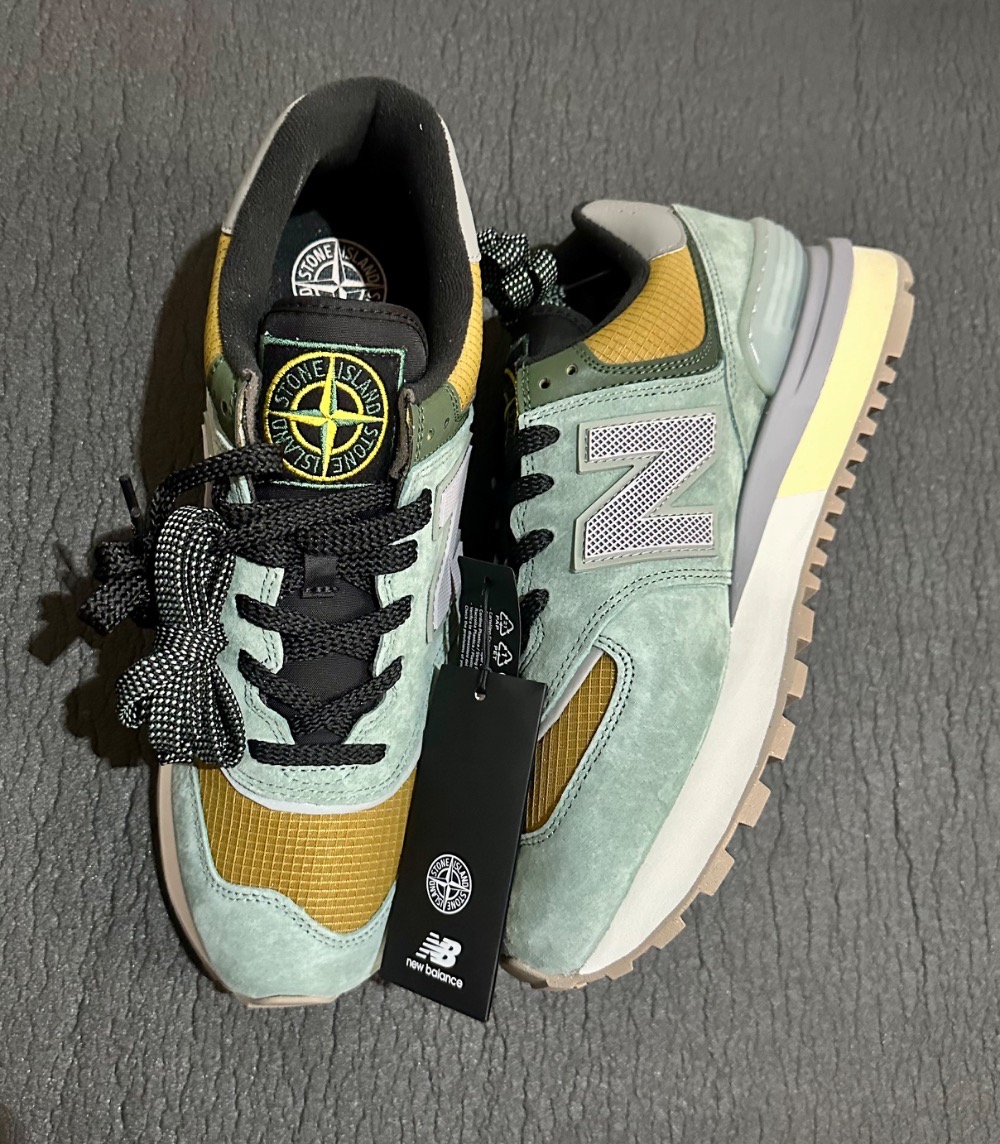 Stone Island x New Balance 574 Legacy Light Green Mustard Gold