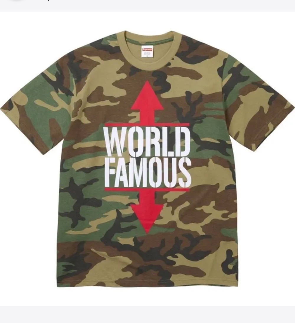 Camiseta Supreme World Famous Woodland Camo SS26-W1 — XG, Novo
