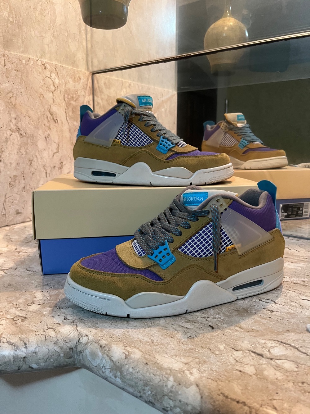 Union LA x Air Jordan 4 Retro Desert Moss — 42, Usado