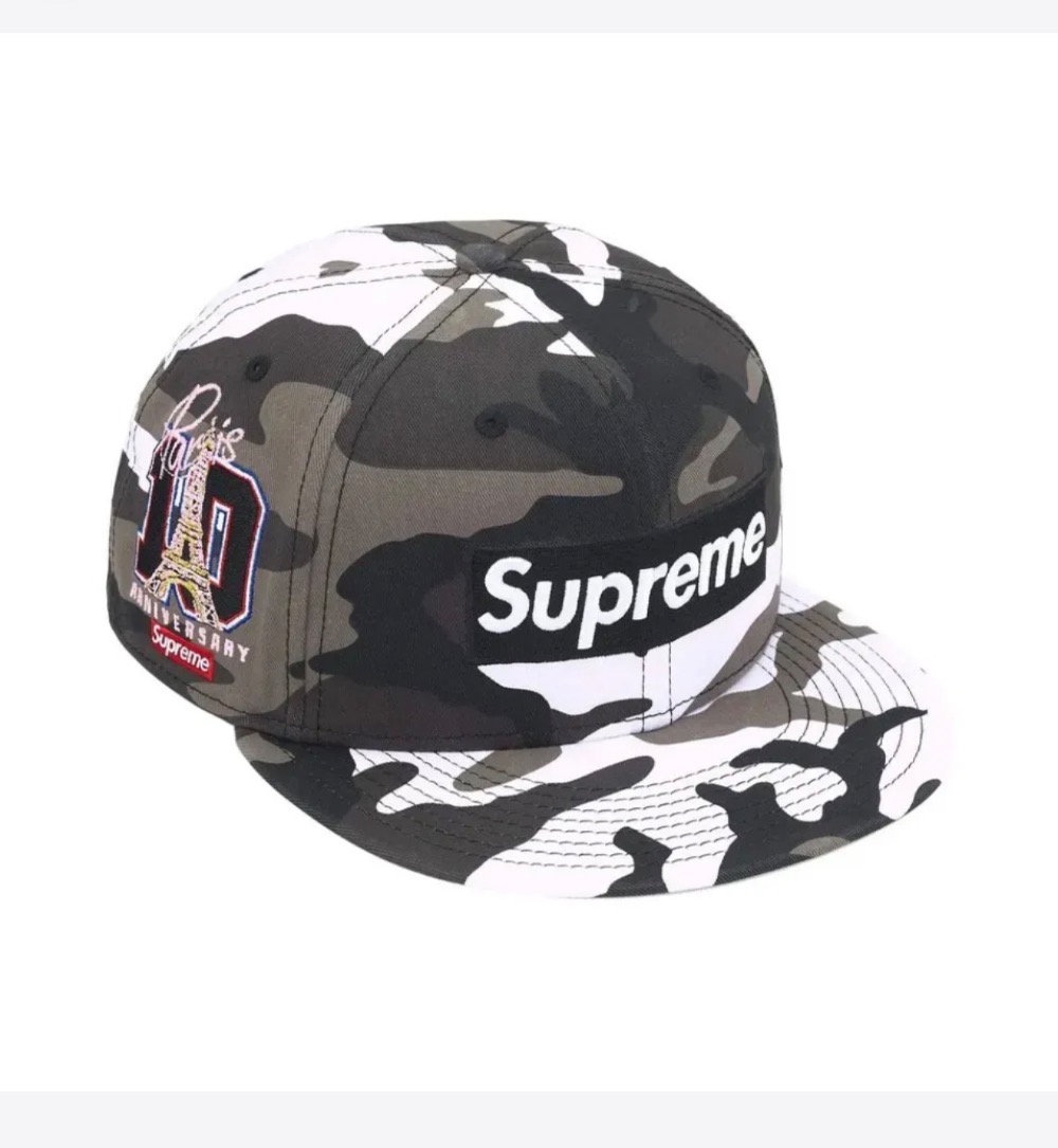 New Era x Supreme Boné Shop Box Logo Paris Snow Camo SS26-W1 — 7-1/4, Novo