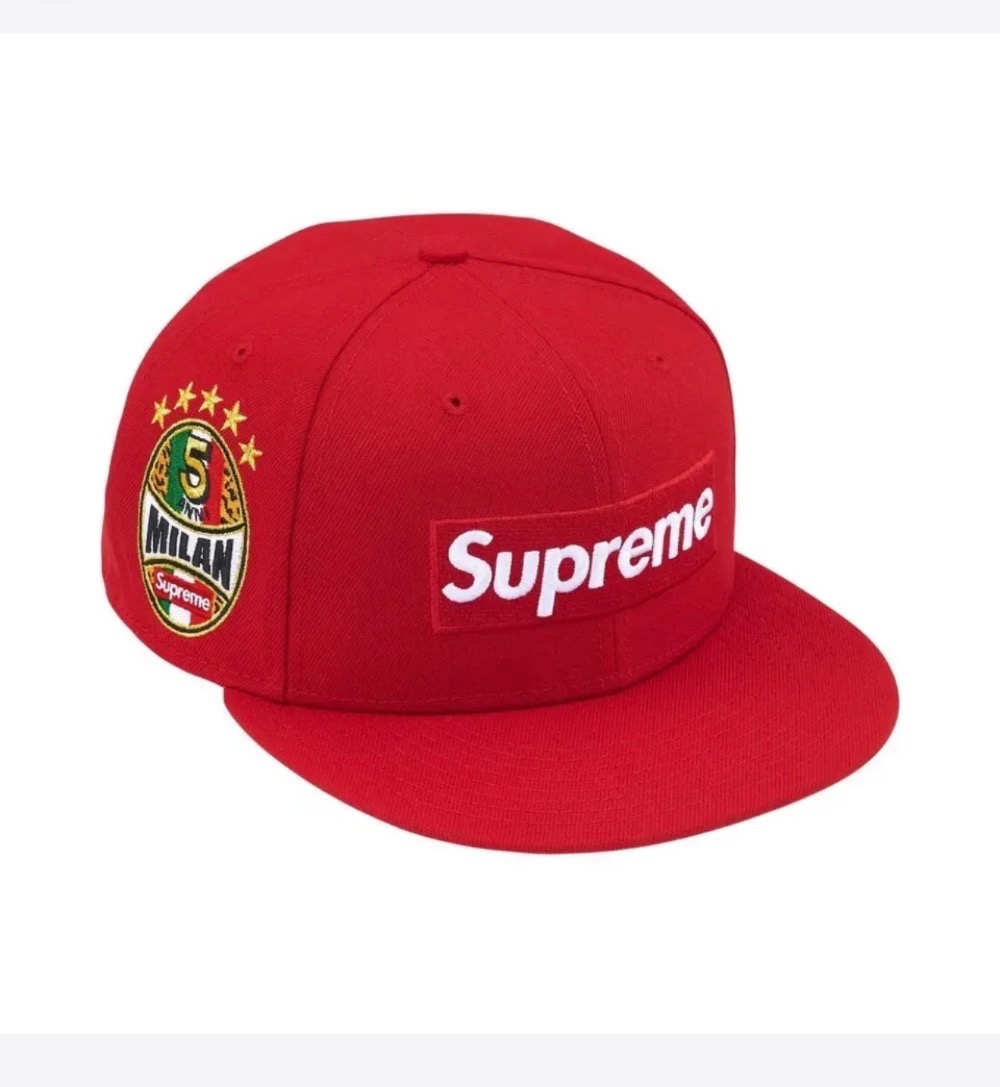 New Era x Supreme Boné Shop Box Logo Milan Red SS26-W1 — 7-3/8, Novo