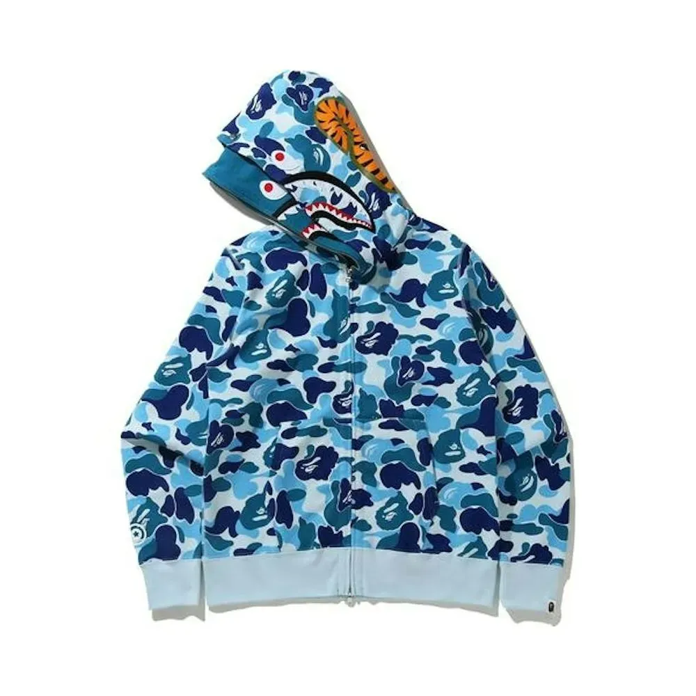 Jaqueta Bape Big ABC Camo Shark Wide Full Zip Double Blue - Droper