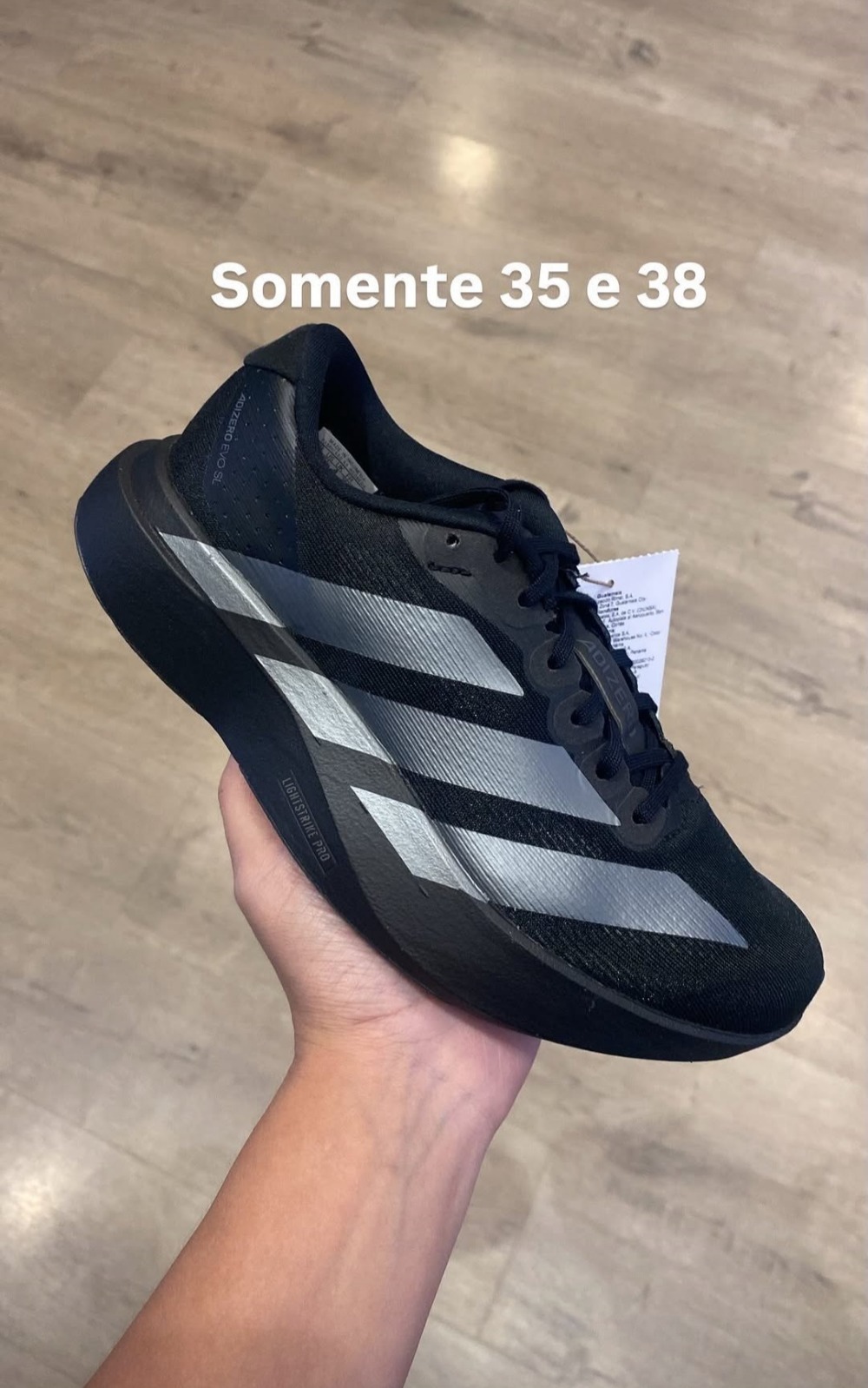 adidas Adizero Evo SL Core Black Iron Metallic — 35 / 38, Novo