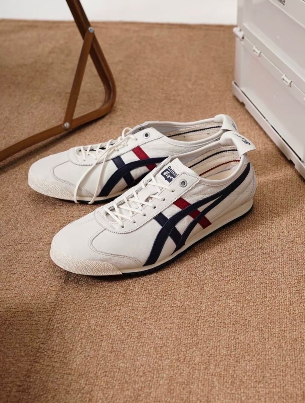 Onitsuka Tiger Mexico 66 SD Cream Peacoat Navy Red — 34 / 35 / 35.5 / 36 / 37 / 37.5 / 39 / 39.5 / 40, Novo