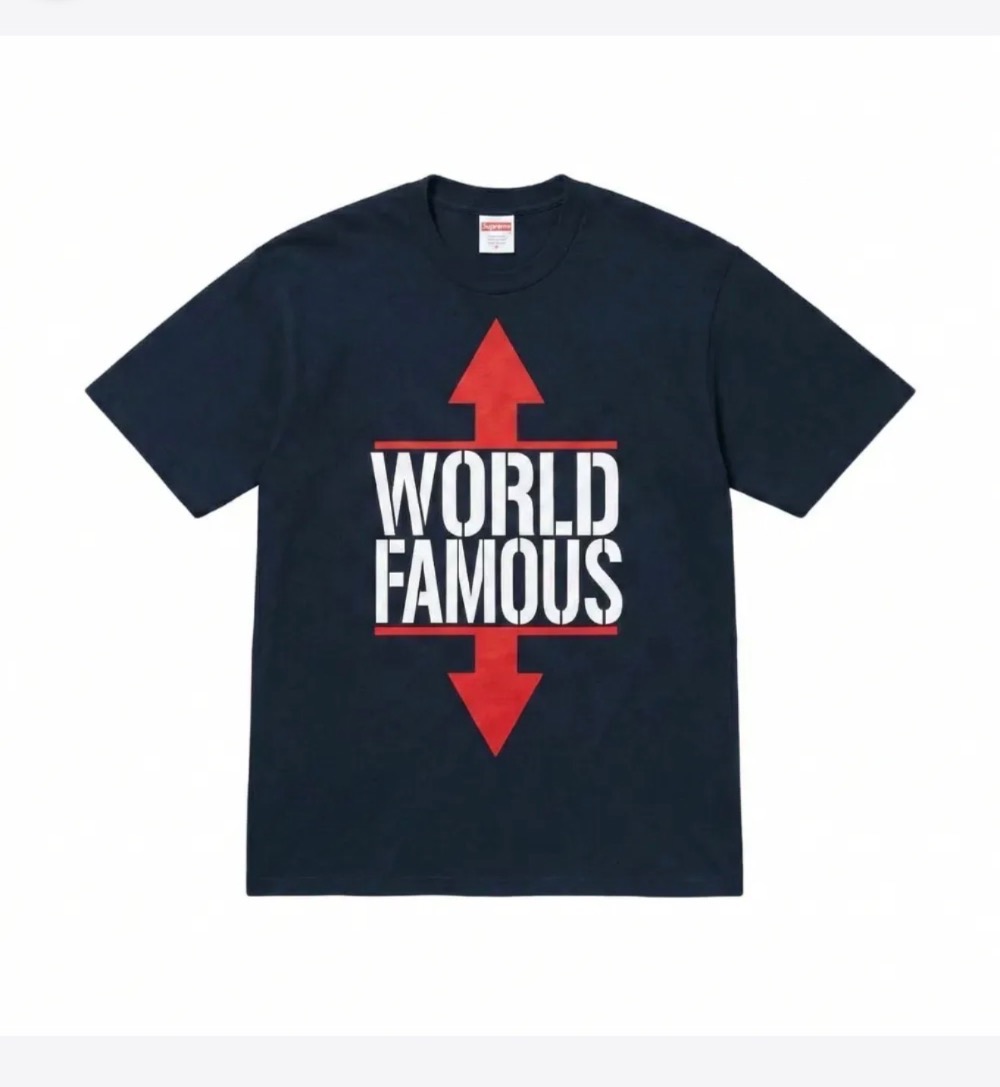Camiseta Supreme World Famous Navy SS26-W1 — G, Novo