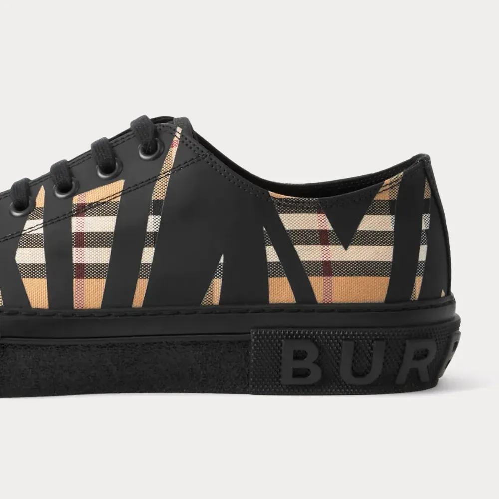 Burberry Sliced Check Cotton Low Top Archive Beige Black - Droper
