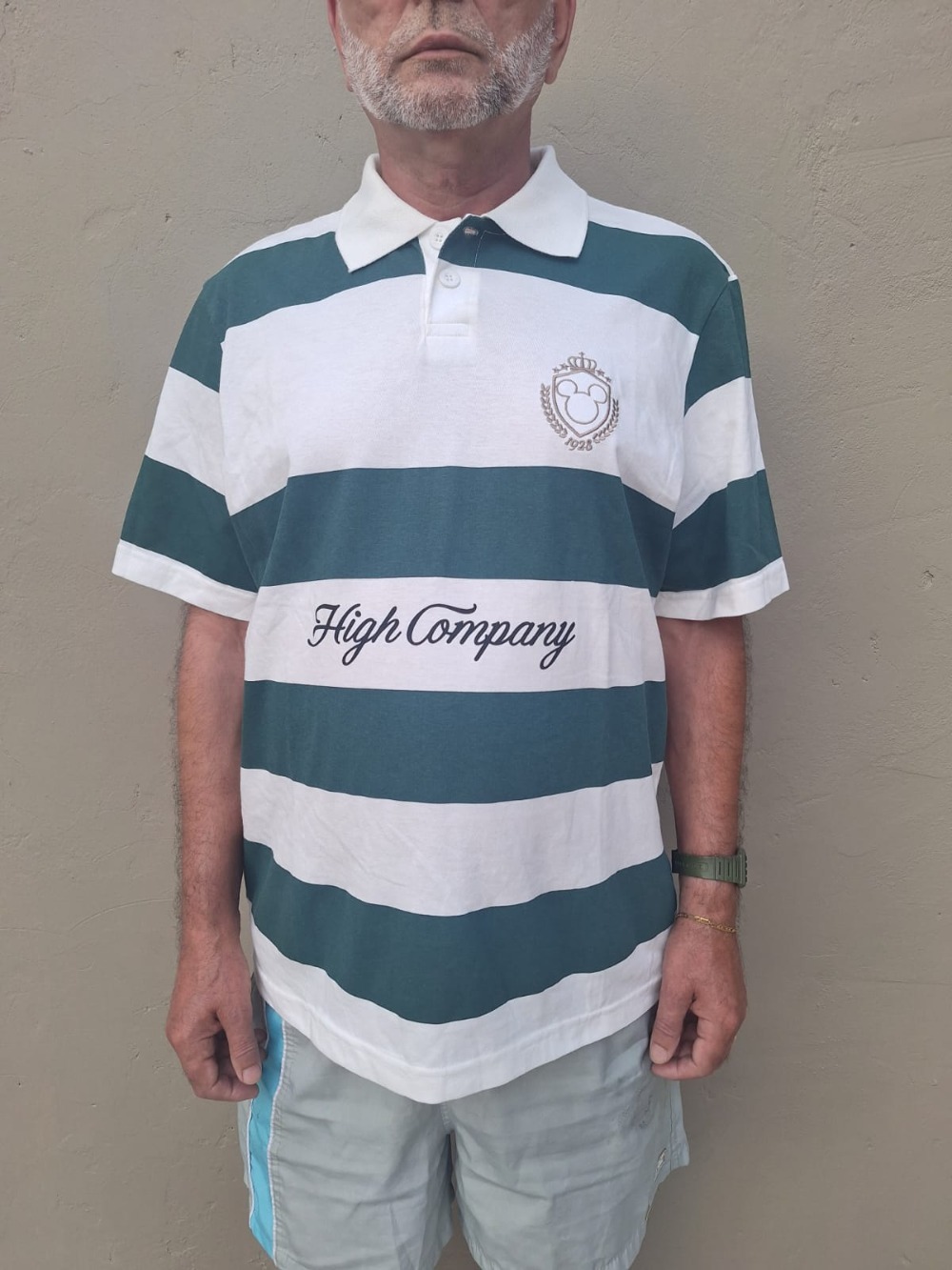 Disney x High Company Camisa Polo Crest White — XG, Novo