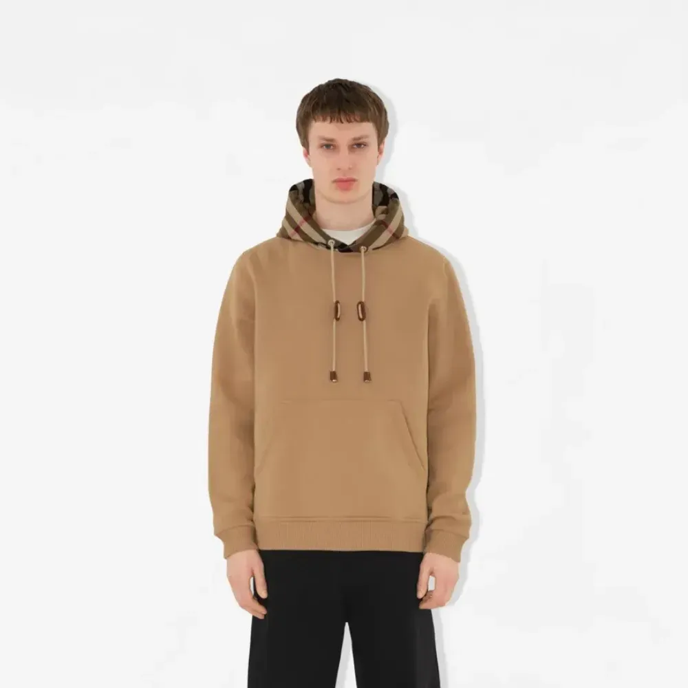 Moletom Burberry Check Trim Cotton Blend Camel - Droper