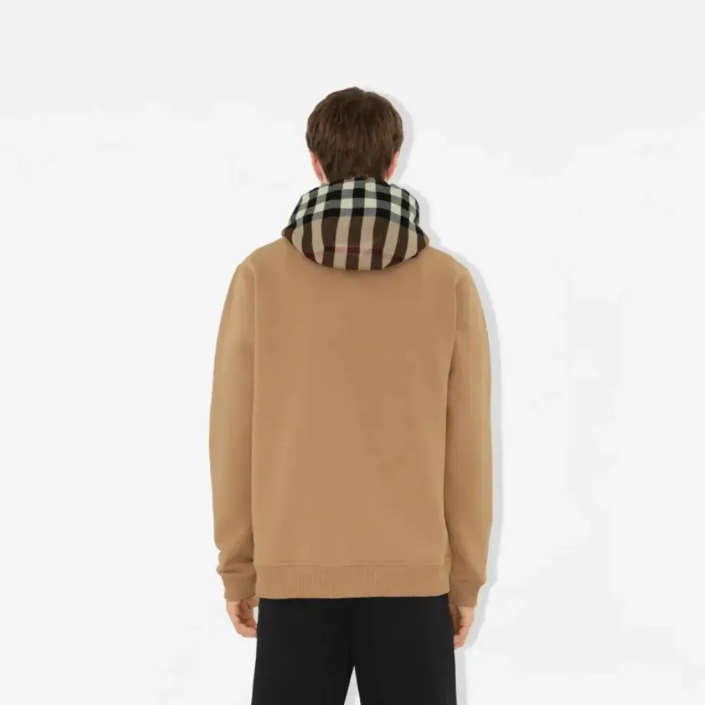 Moletom Burberry Check Trim Cotton Blend Camel - Droper