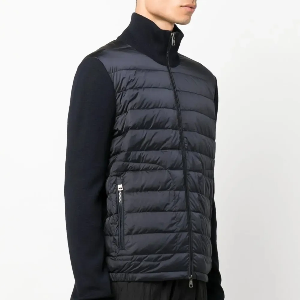 Jaqueta Moncler Cardigan Zíper Com Recorte Matelassê Black - Droper