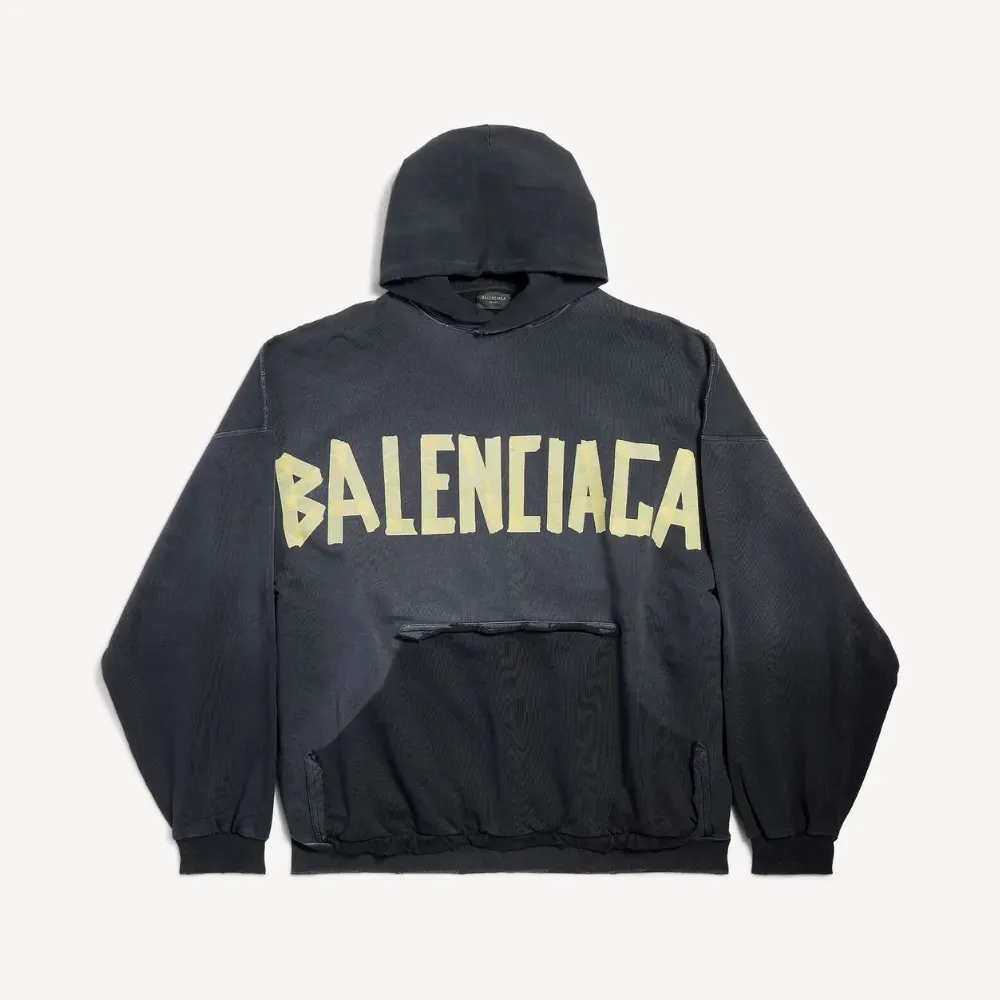 Moletom Balenciaga Tape Type Ripped Pocket Oversized Black - Droper