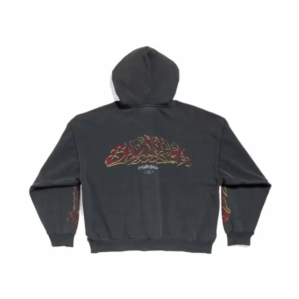 Moletom Balenciaga Offshore Zip-Up Hoodie Medium Fit Black - Droper