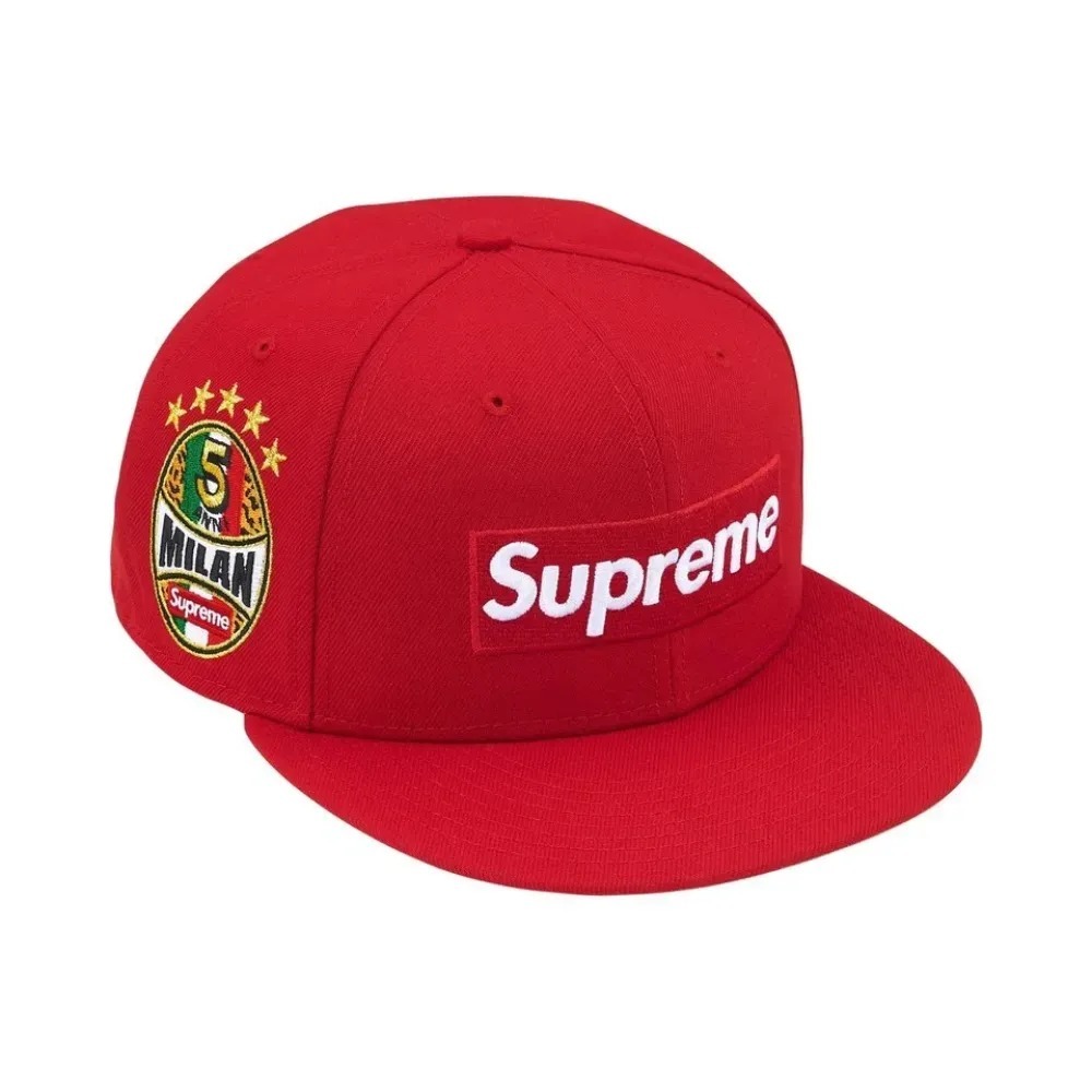 New Era x Supreme Boné Shop Box Logo Milan Red SS26-W1 — 7-1/4, Novo