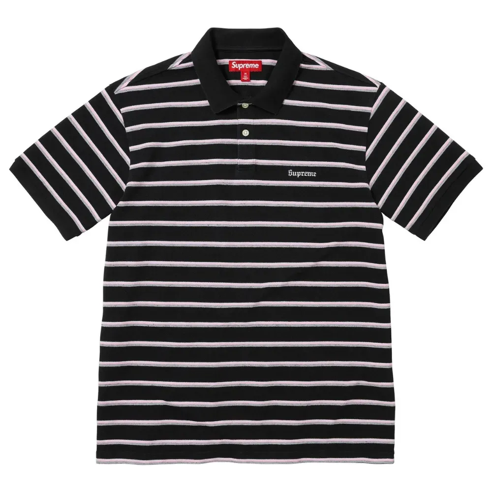 Camisa Supreme Polo Washed Stripe Black SS26-W3 - Droper