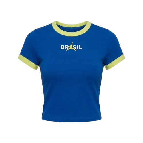 Camiseta Air Jordan Brasil Retro Crew Feminina Blue
