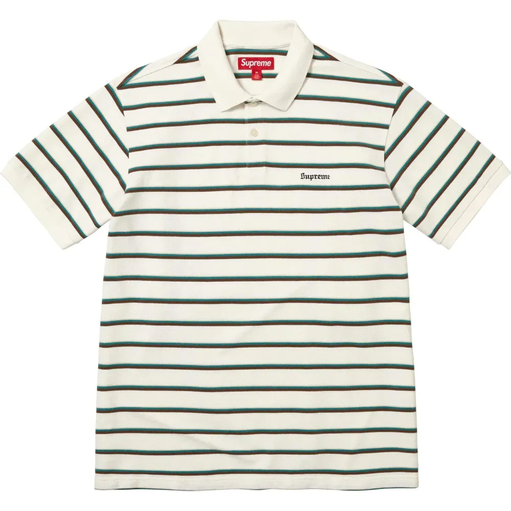 Camisa Supreme Polo Washed Stripe White SS26-W3 - Droper